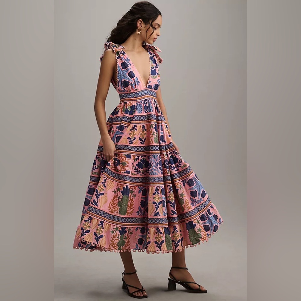 NWT FARM Rio Seashell Tapestry Sleeveless Midi Dress XL Anthropology